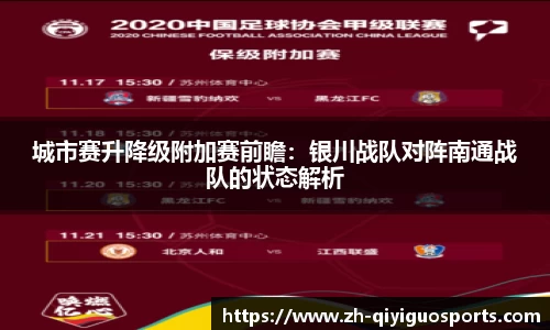 城市赛升降级附加赛前瞻：银川战队对阵南通战队的状态解析